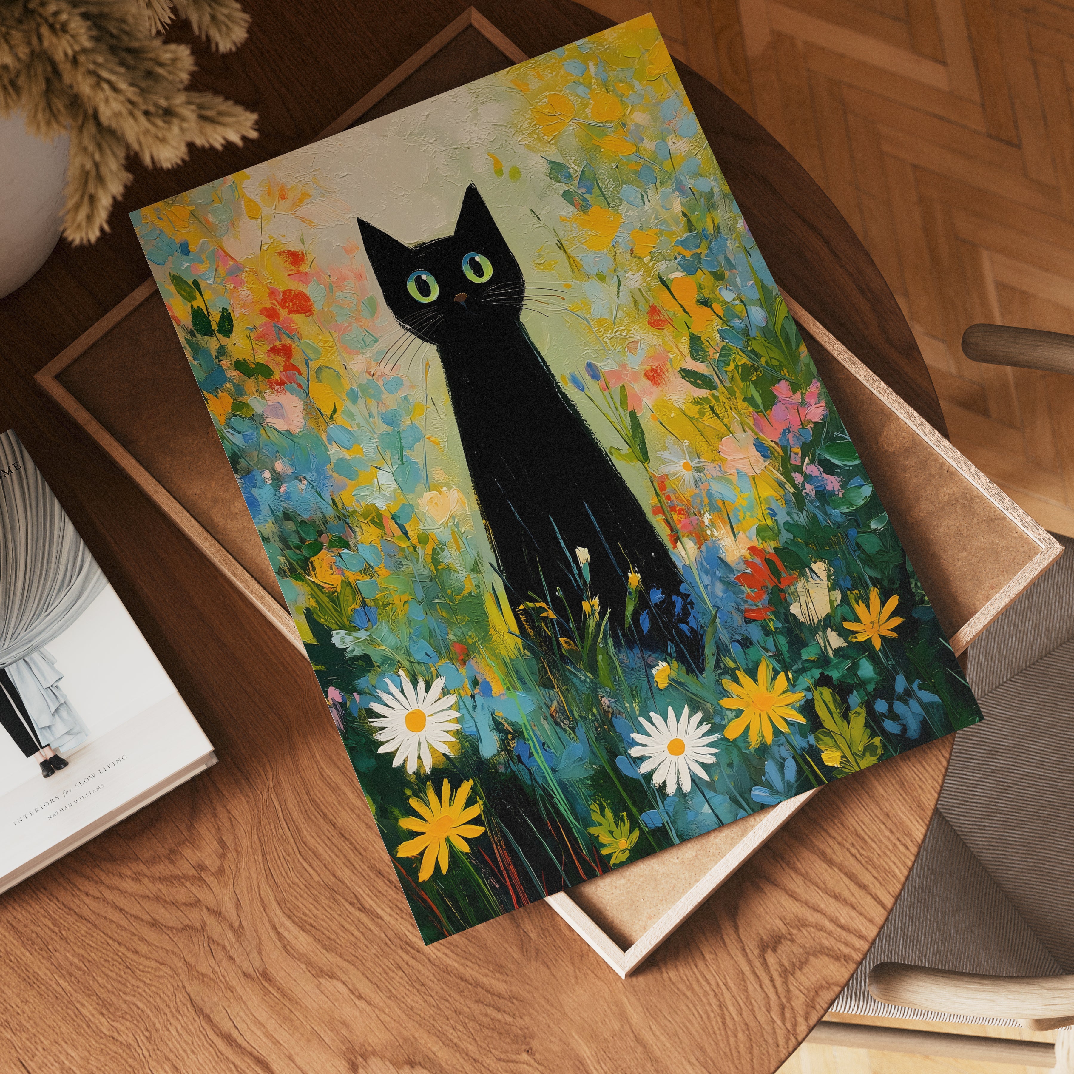 Midnight Garden Cat Poster