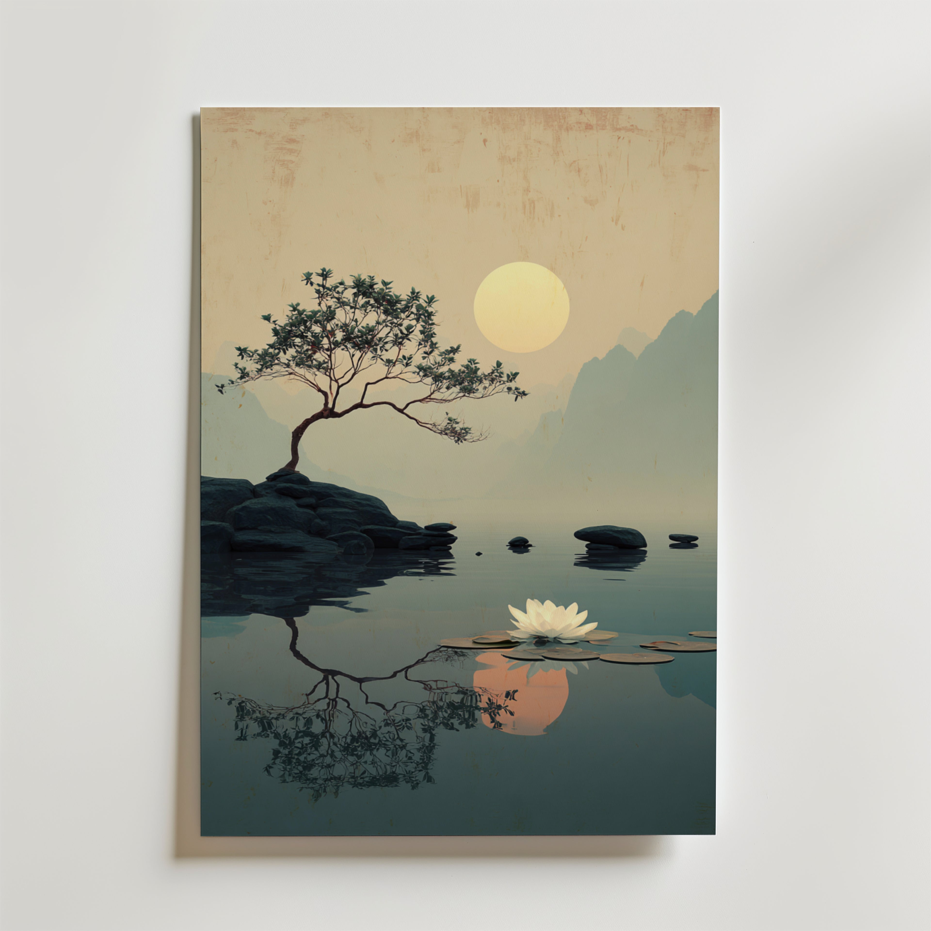 Golden Stillness Lake Poster