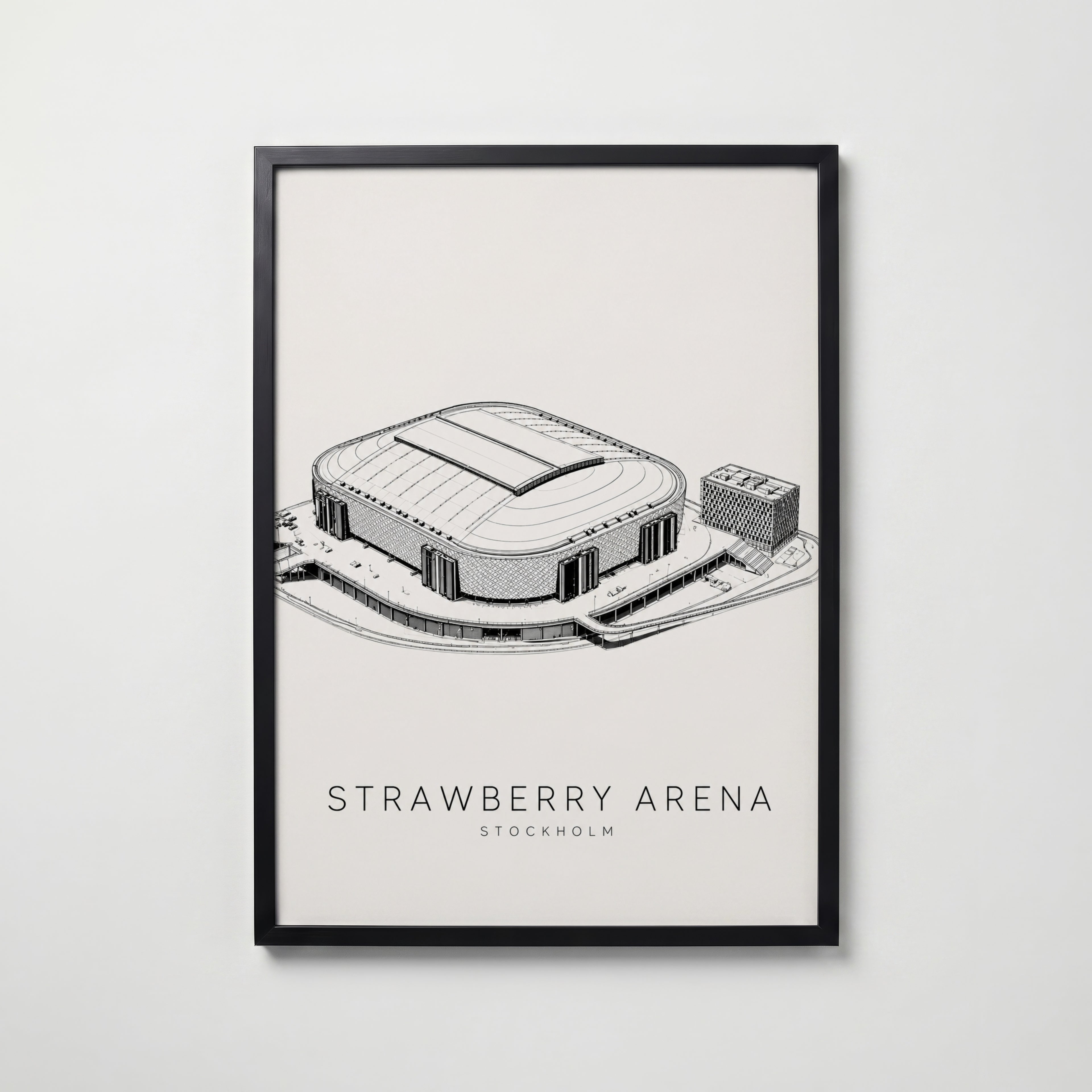 Strawberry Arena i svart ram på vägg – köp enkelt hos Bozetto affisch i hög kvalitet