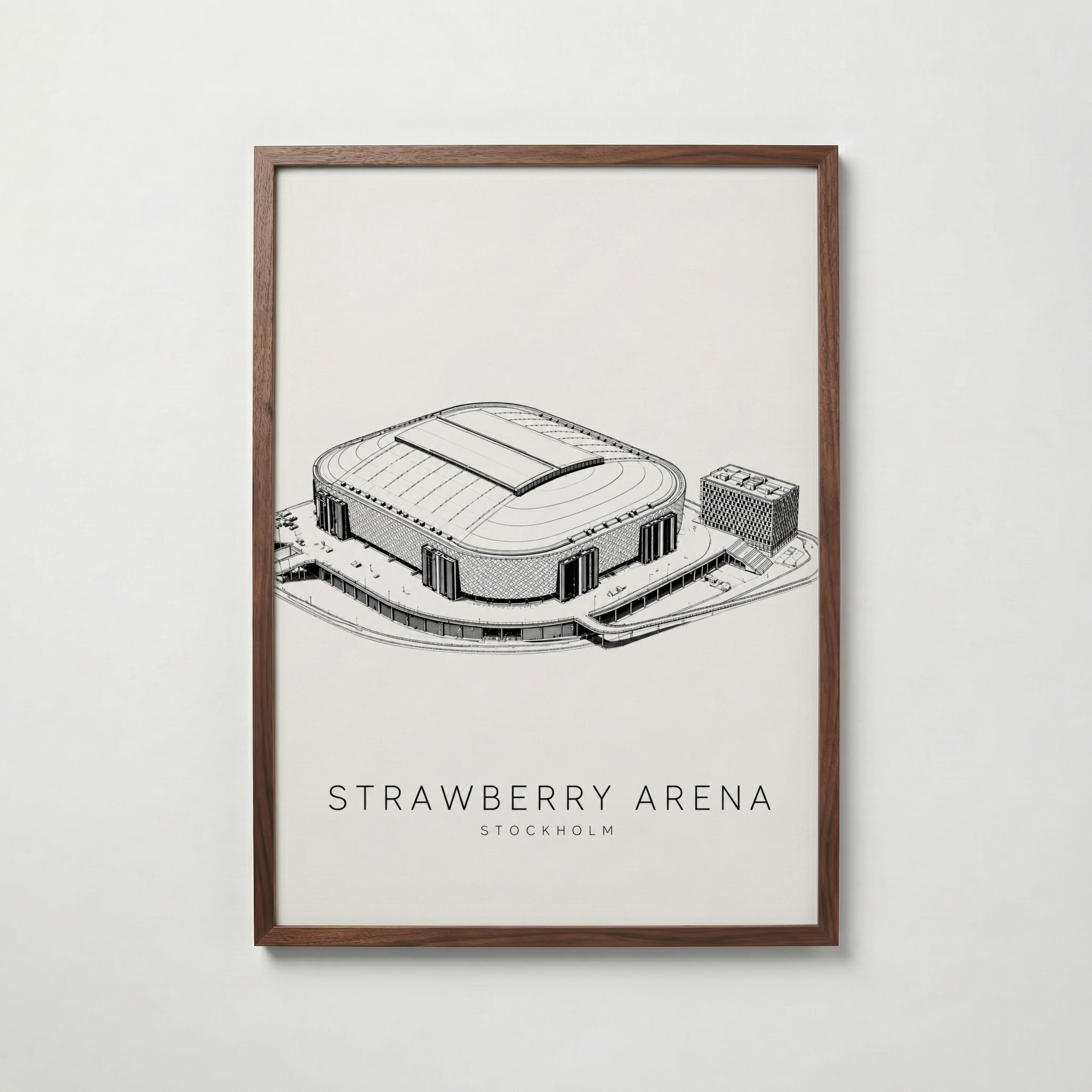 Strawberry Arena i valnötsram med mörkt trä – köp enkelt hos Bozetto i hög kvalitet