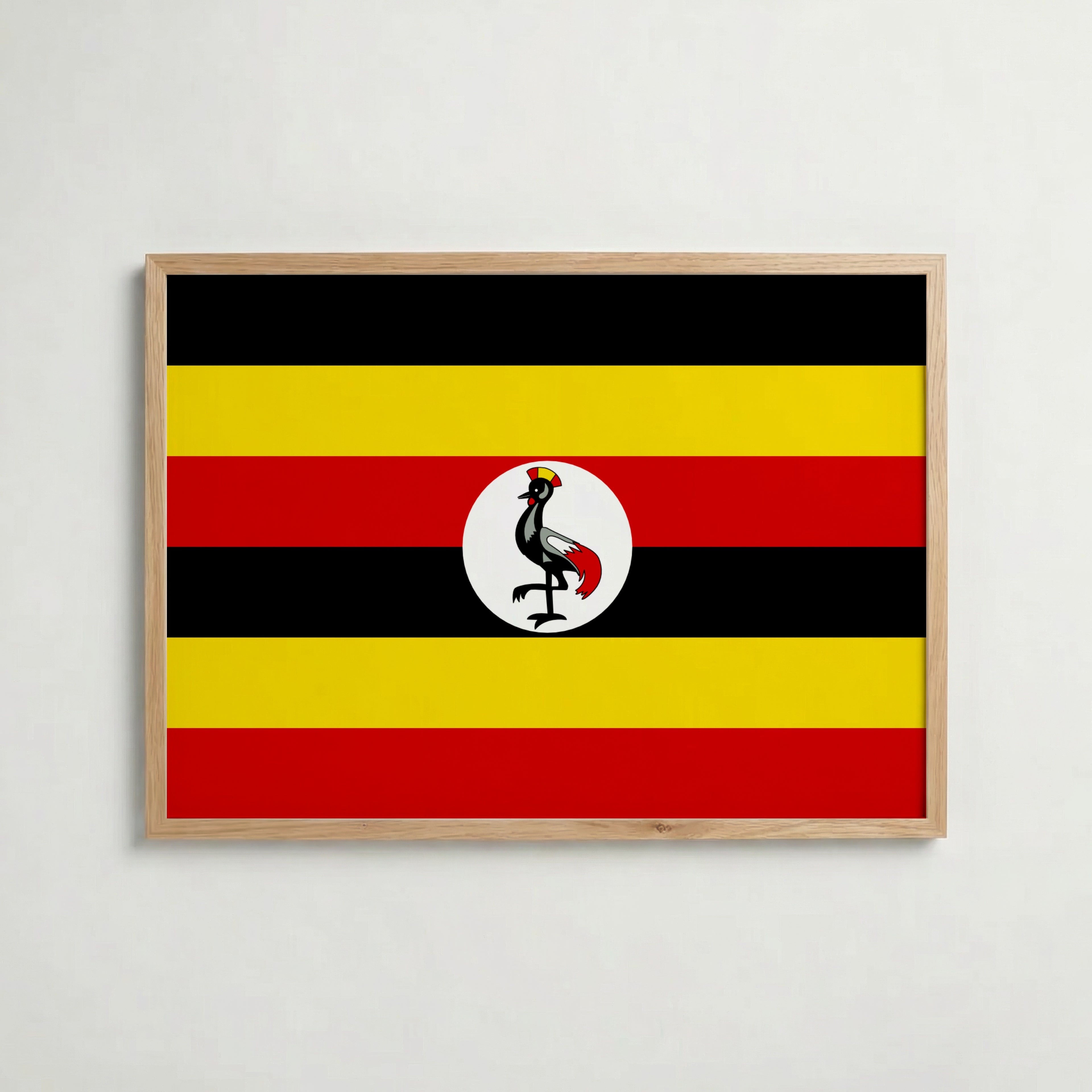 Uganda National Flag Poster i ekram – inramad konsttryck för stilren inredning hos Bozetto