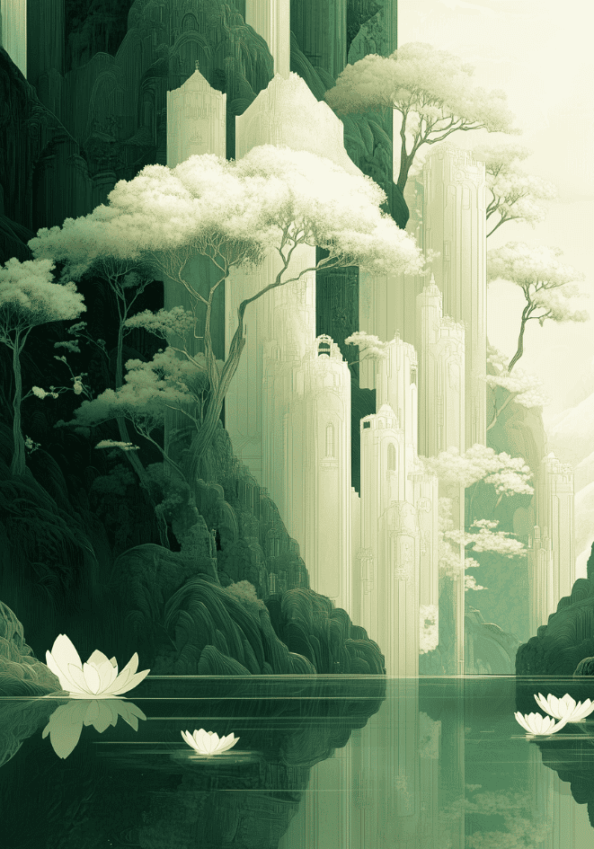 Serenity of the Forgotten Peaks Poster – poster väggdekoration