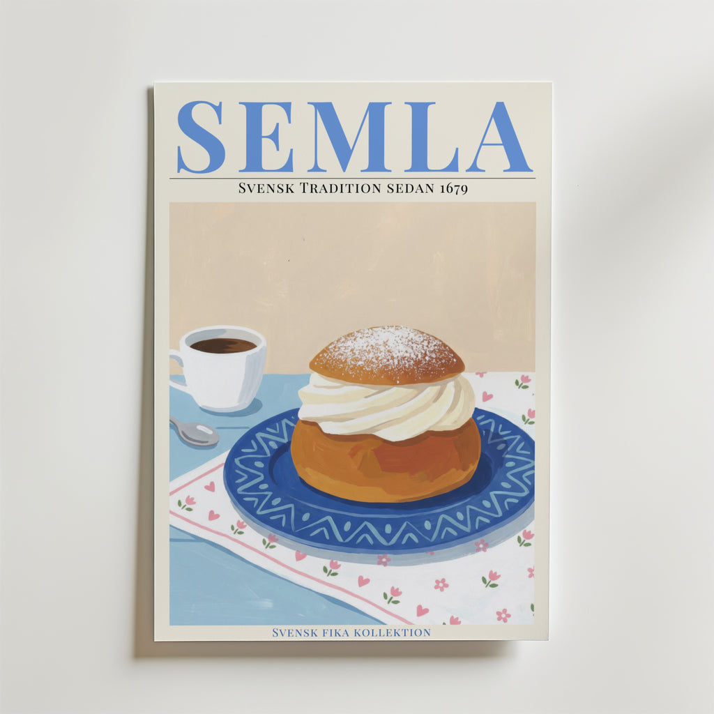 Semla Poster – En charmig och nostalgisk poster som hyllar en av Sveriges mest älskade säsongsbakelser –