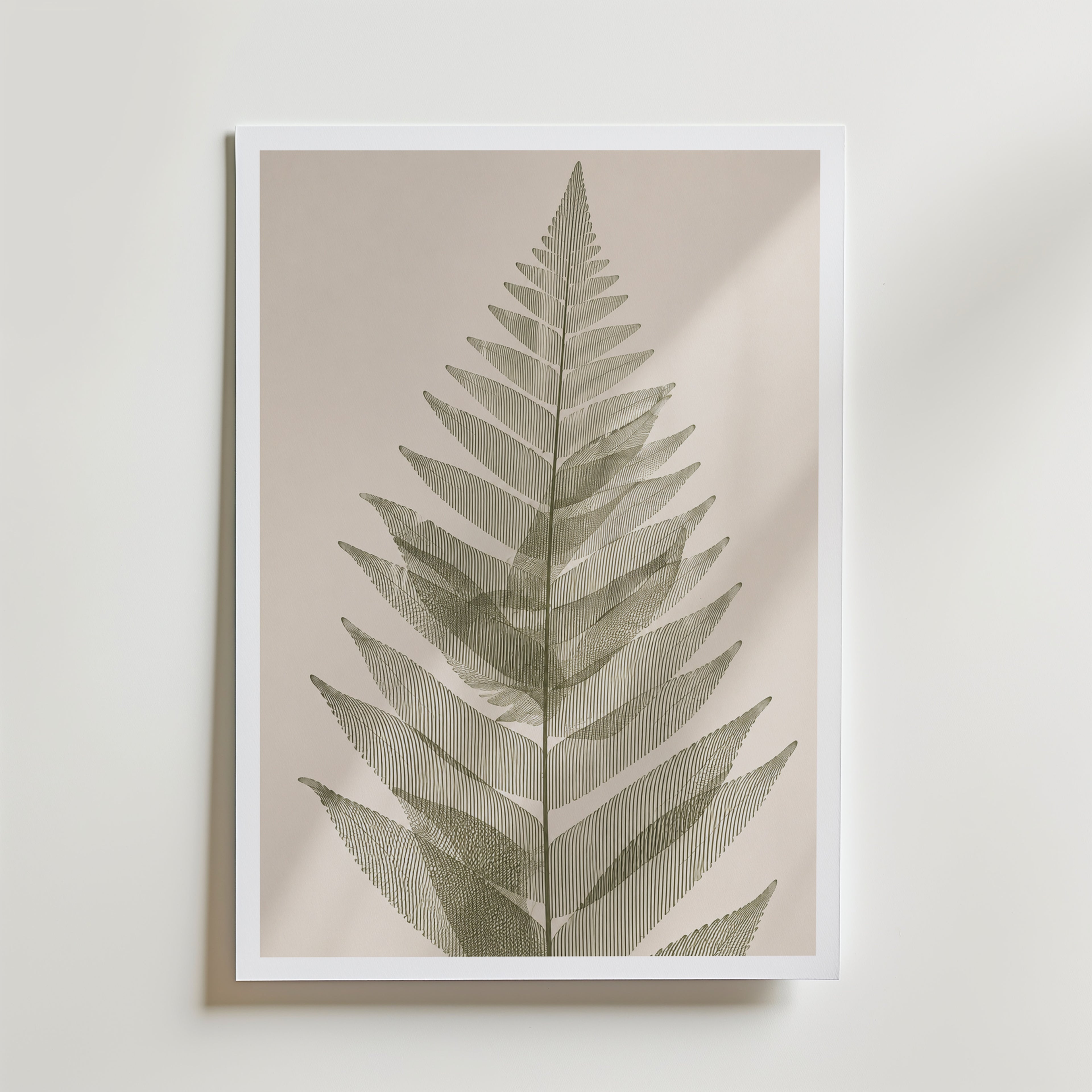 Pressed Fern affisch inramad i neutral ram – se hur konsttrycket ser ut, Bozetto