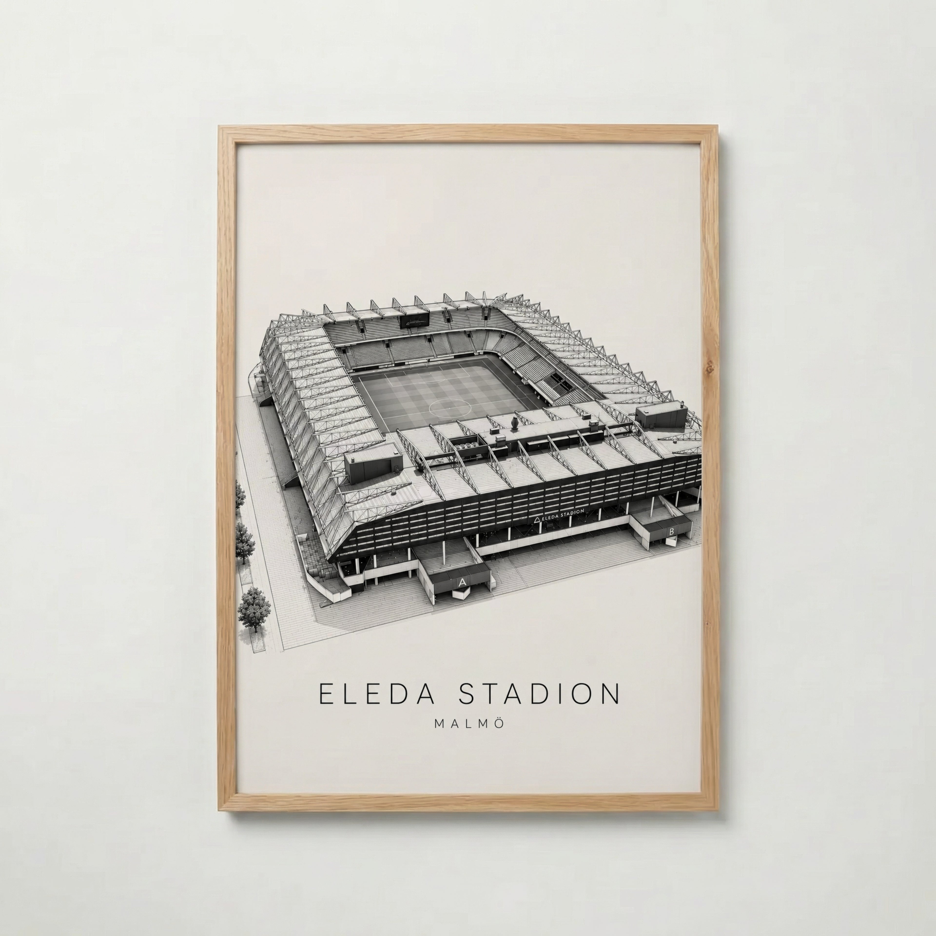 Eleda Stadion i ekram med ljust trä – köp enkelt hos Bozetto affisch i hög kvalitet