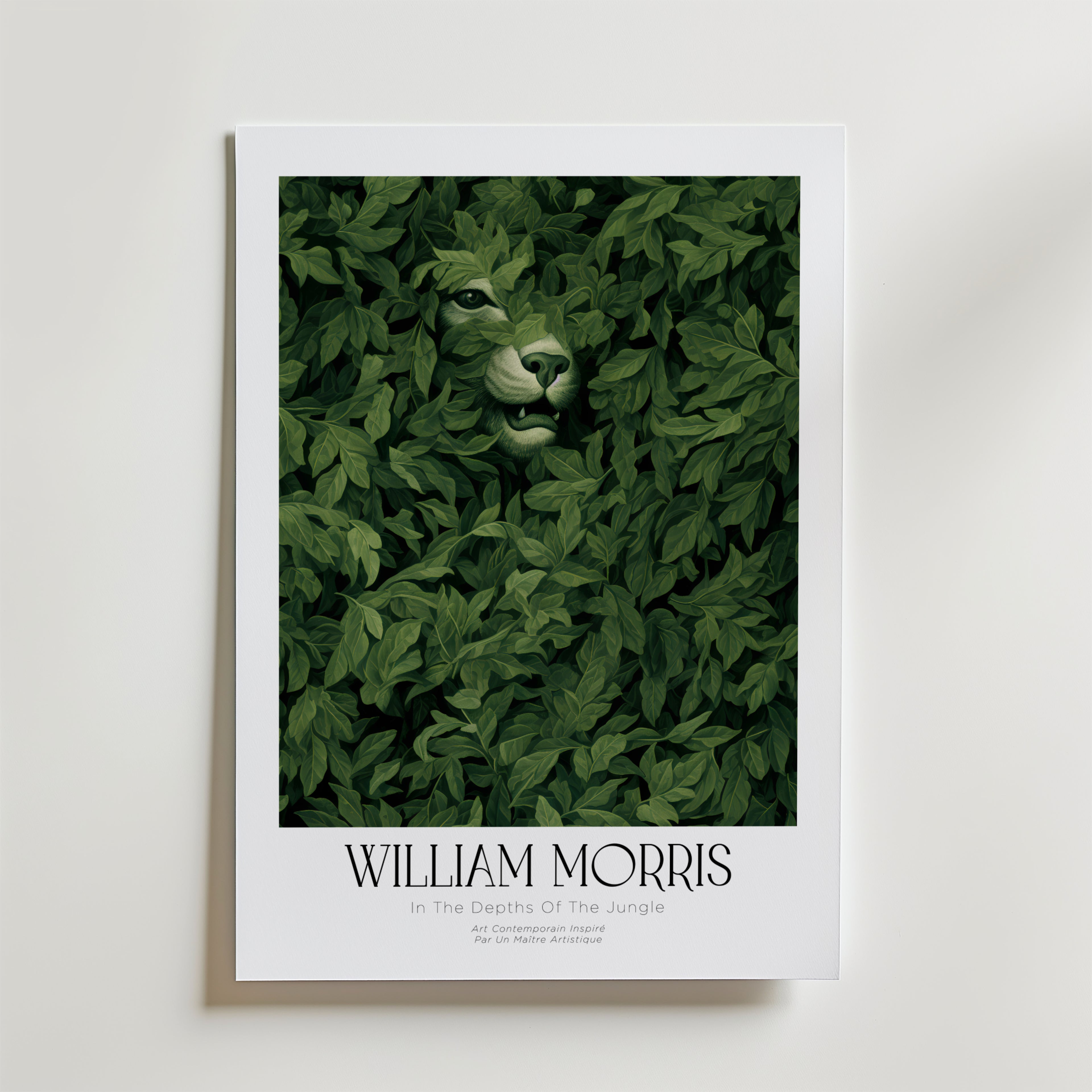 William Morris Hidden Lion – stilfullt konsttryck från Bozetto, tryckt på matt finpapper