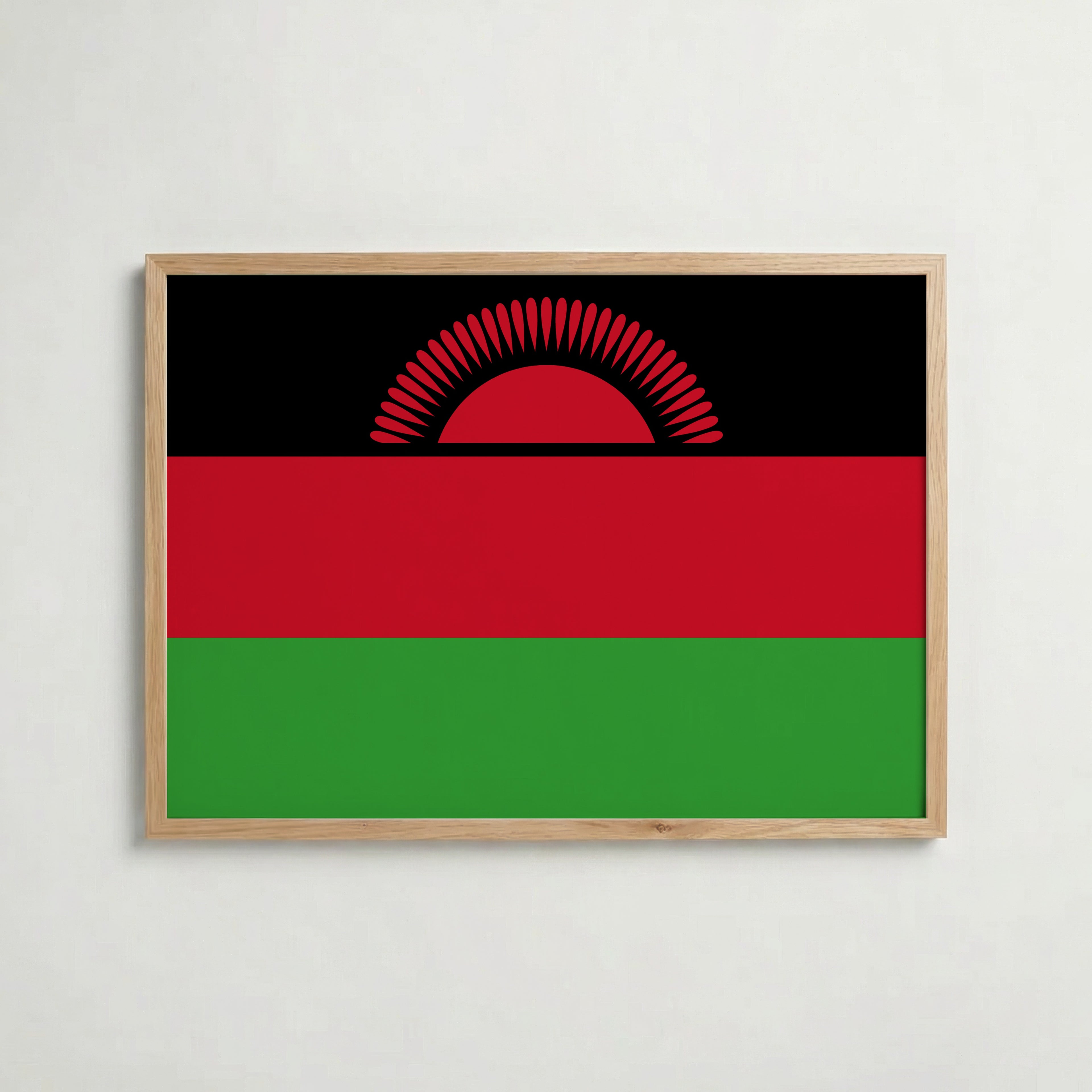 Malawi National Flag Poster i ekram – inramad konsttryck för stilren inredning hos Bozetto