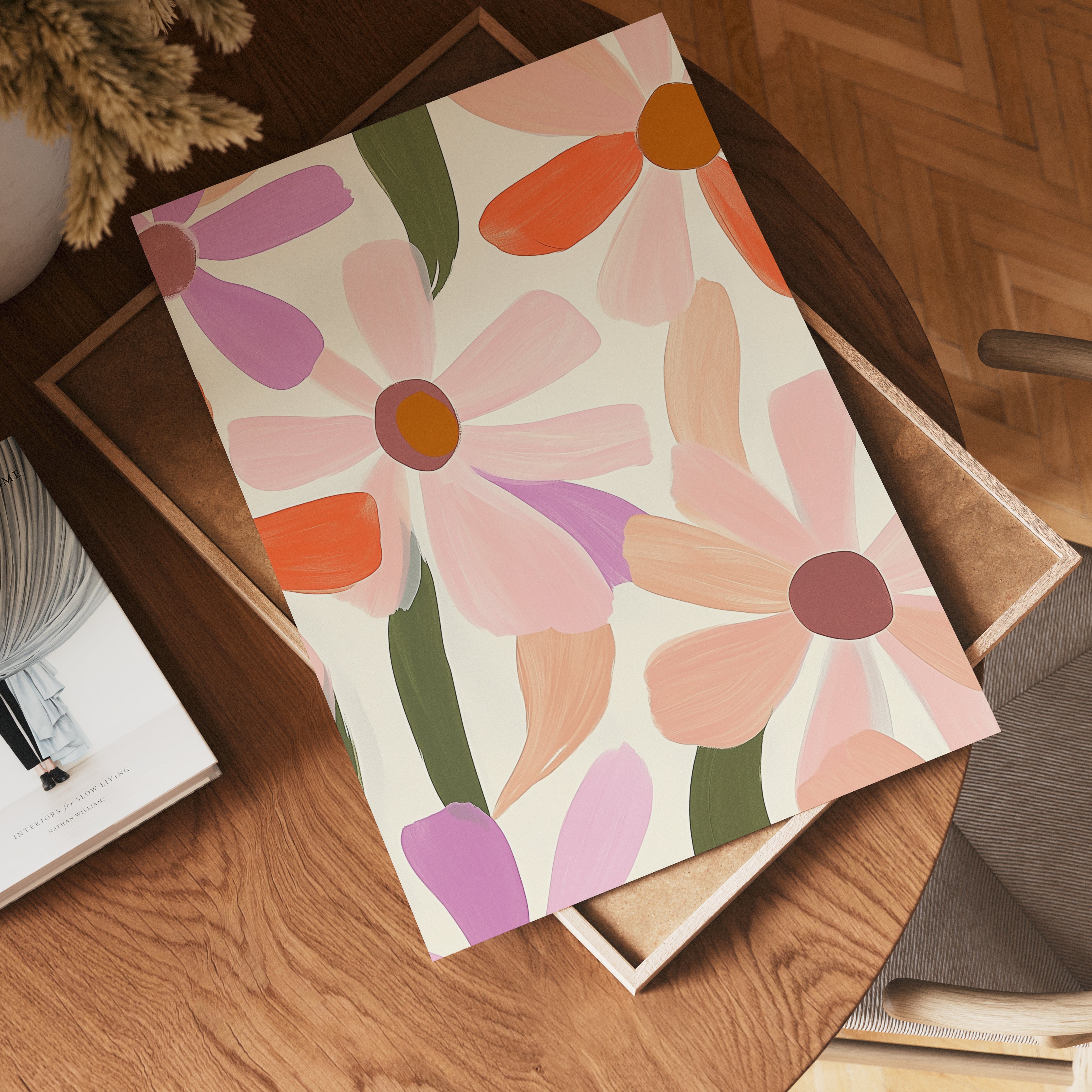 Floral abstract daisy design Poster