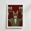Champagne Cat affisch inramad i neutral ram – se hur konsttrycket ser ut, Bozetto