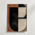 Postern Abstract Brown Shapes No.2 Poster by Bozetto har geometriska former i svart, beige och grått på en neutral bakgrund, tryckt på premiumpapper med en matt finish för en modern touch.