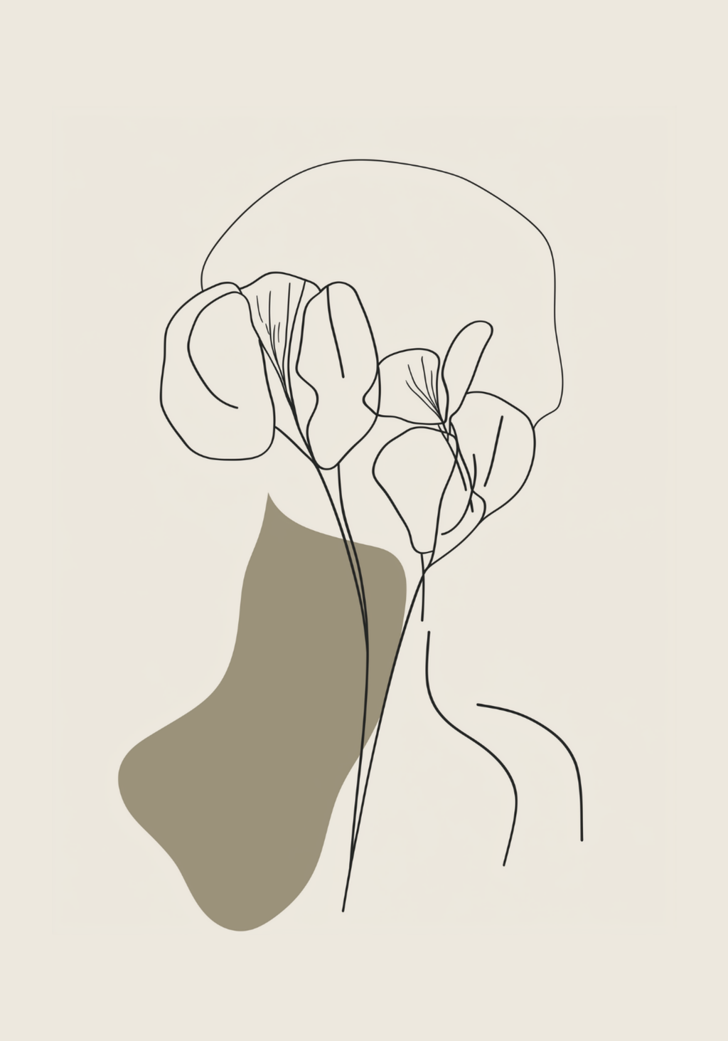 Floral Face Silhouette Poster