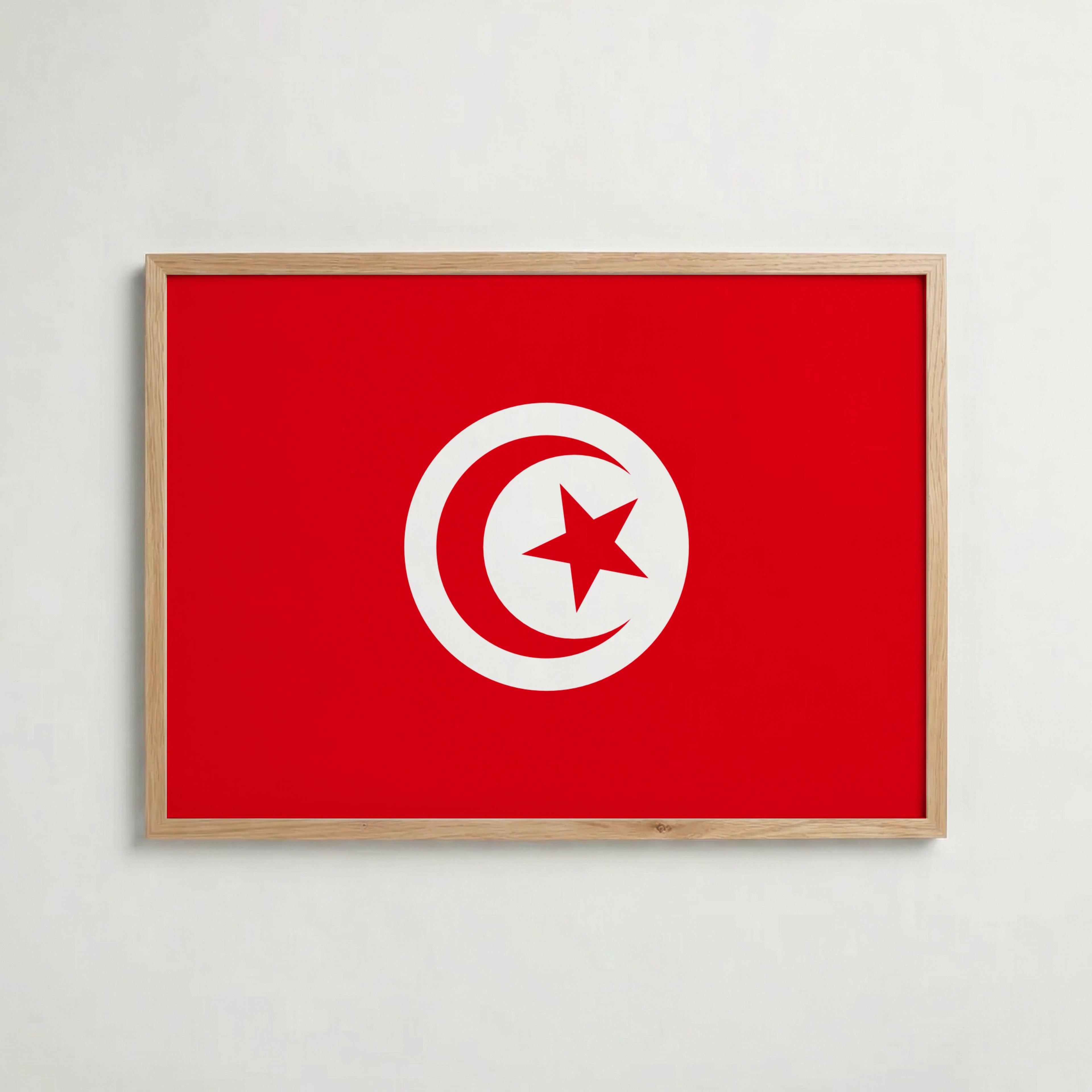 Tunisia National Flag Poster i ekram – inramad konsttryck för stilren inredning hos Bozetto