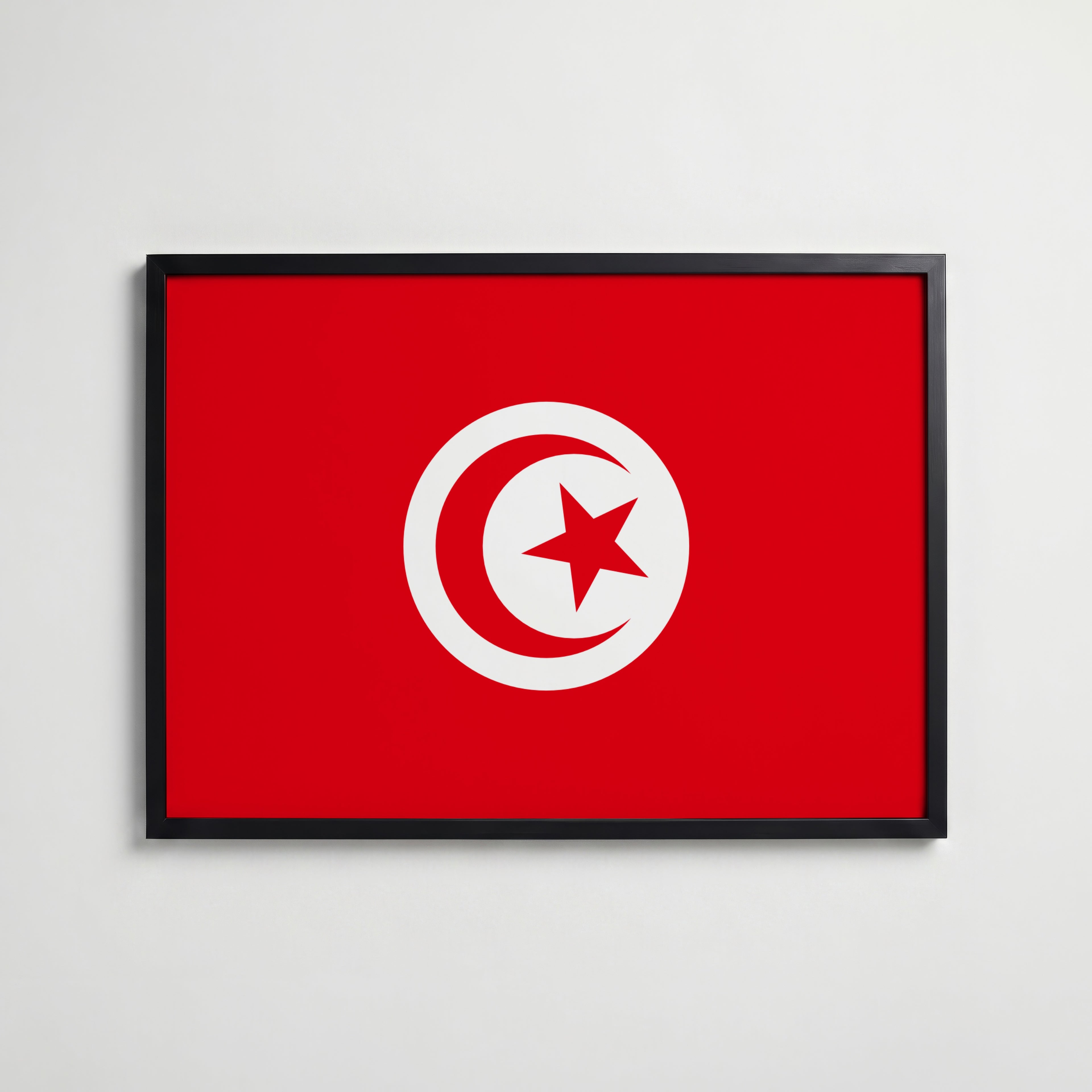 Tunisia National Flag Poster i svart ram – stilren konsttryck som väggdekor från Bozetto