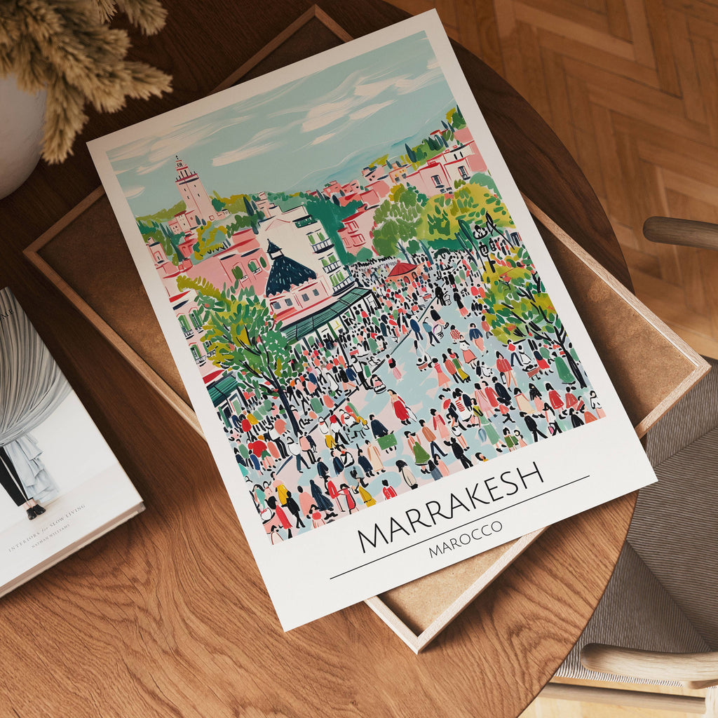 Marrakesh Vibrant Market Square Poster