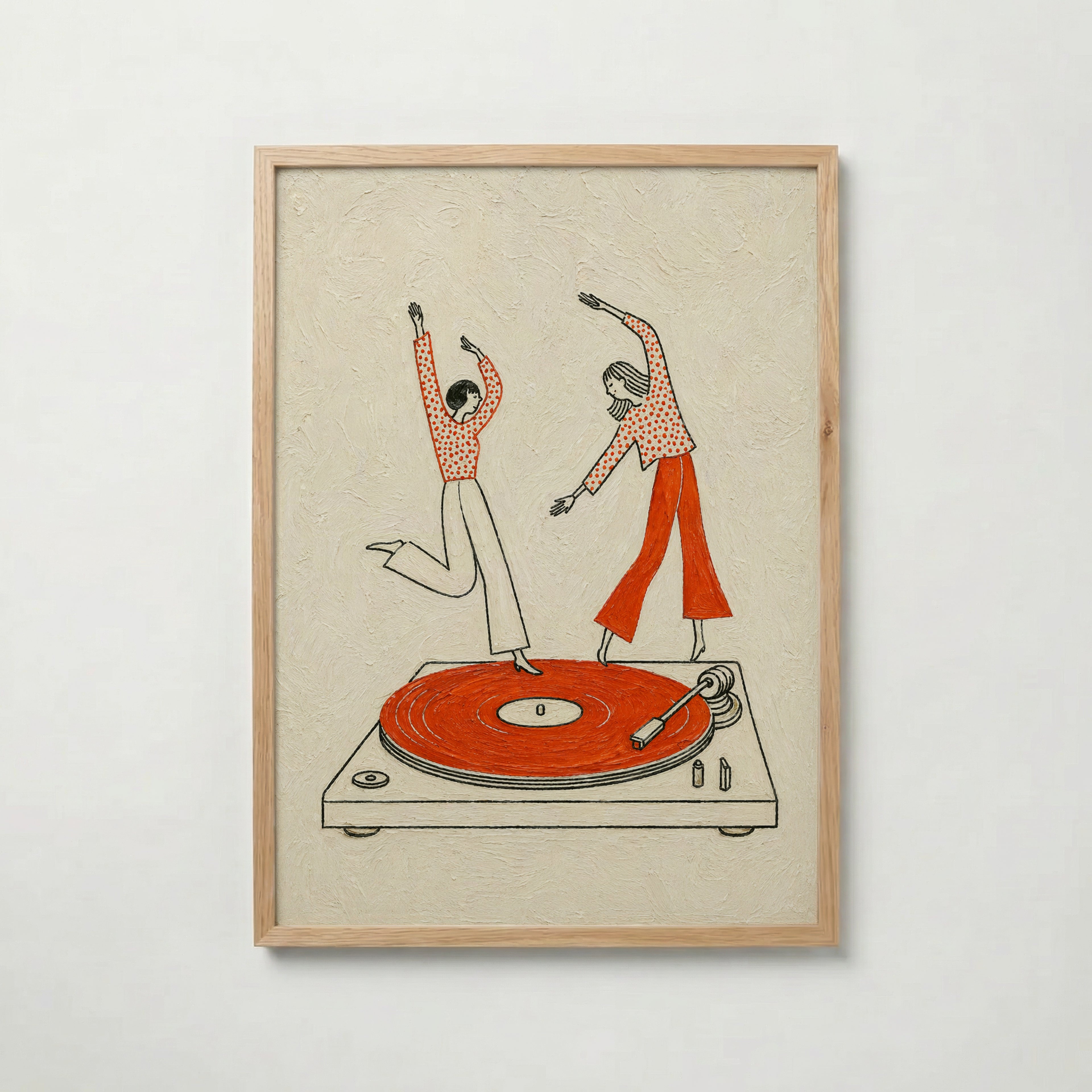 Vinyl Dance i ekram med ljust trä – köp enkelt hos Bozetto affisch i hög kvalitet