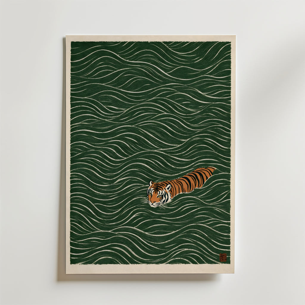 Swimming Tiger Poster