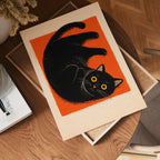 Curled Black Cat Poster