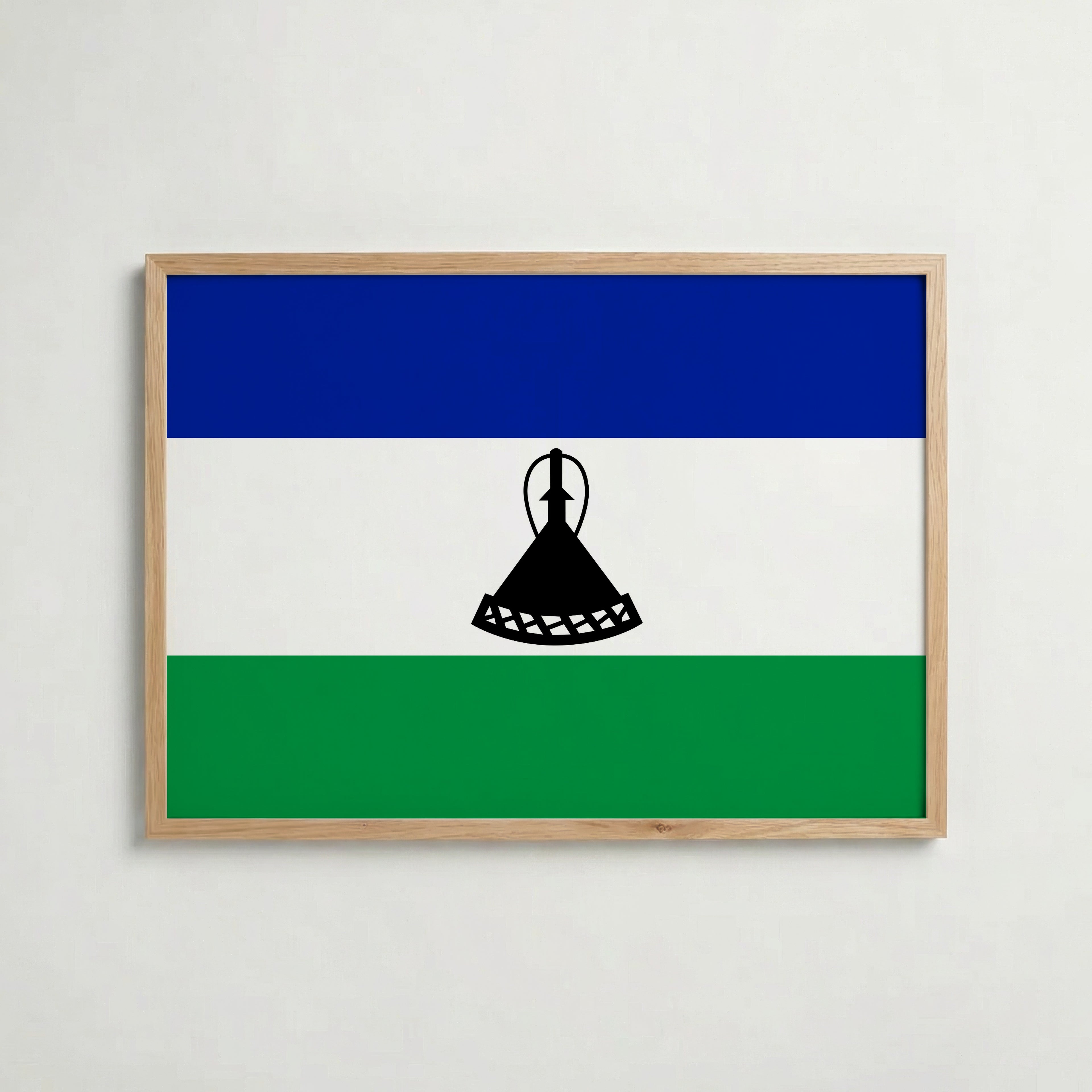 Lesotho National Flag Poster i ekram – inramad konsttryck för stilren inredning hos Bozetto