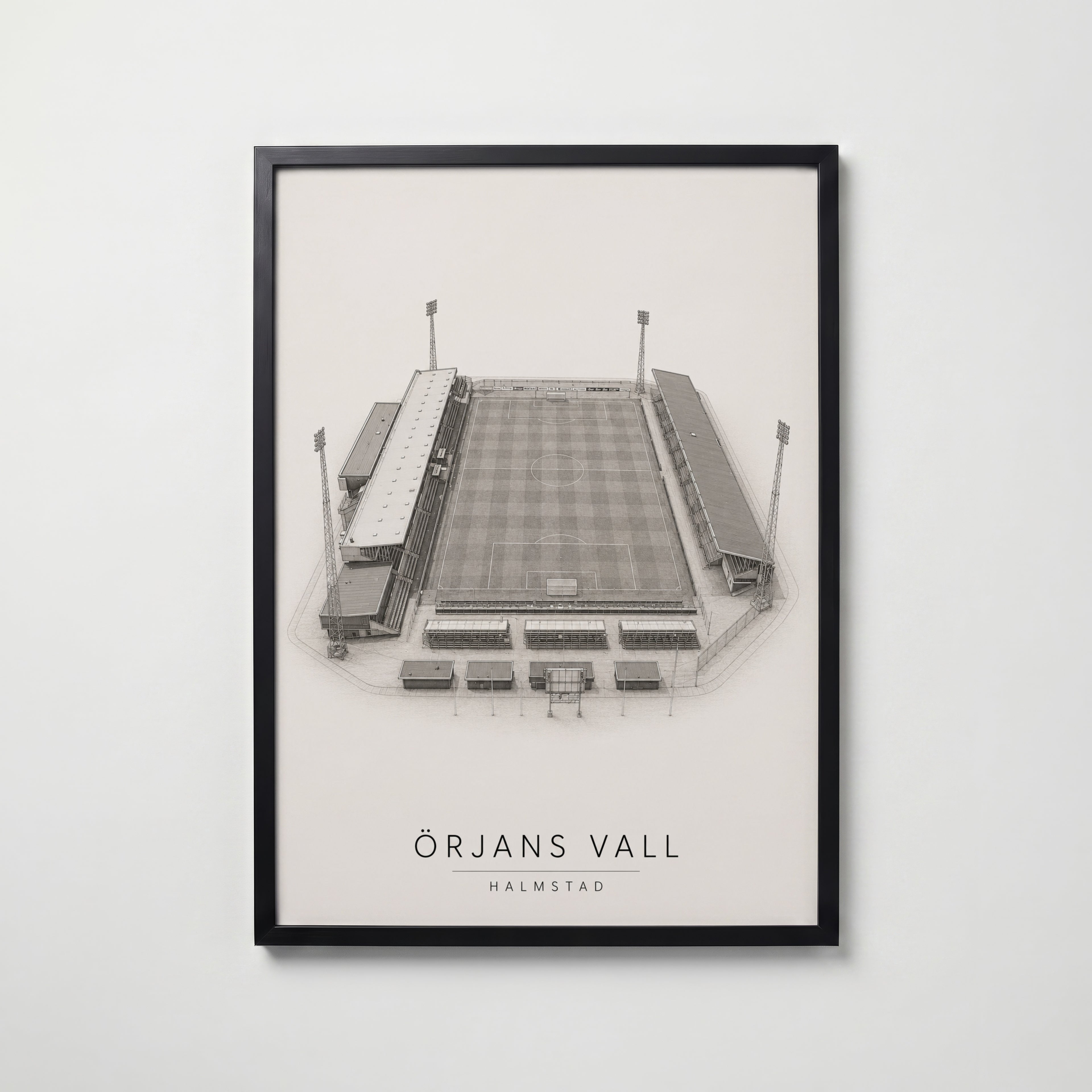 Örjans Vall affisch i modern svart ram – stark kontrast och stil, Bozetto poster