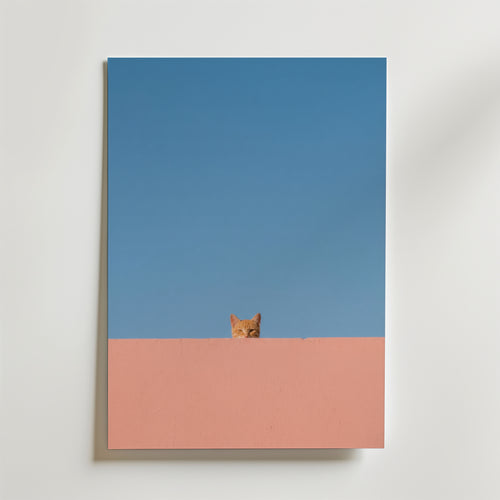 Curious Cat Horizon – stilfullt konsttryck från Bozetto, tryckt på matt finpapper