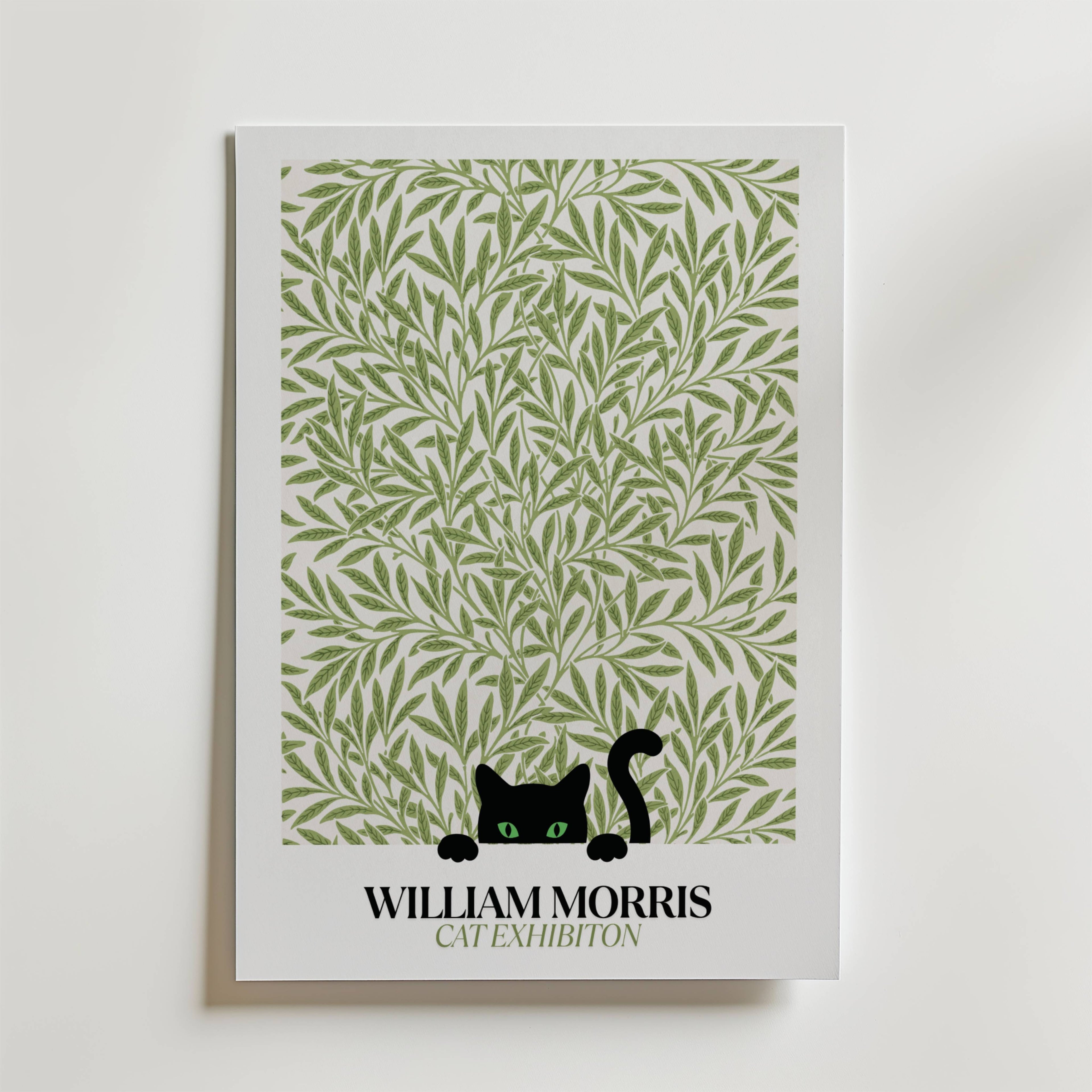 William Morris Cat Exhibition – stilfullt konsttryck från Bozetto, tryckt på matt finpapper
