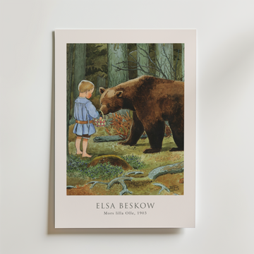 Elsa Beskow Mors lilla Olle 1903 Poster – En varm och tidlös illustration av Elsa Beskow där ett barn möter en björn i den no