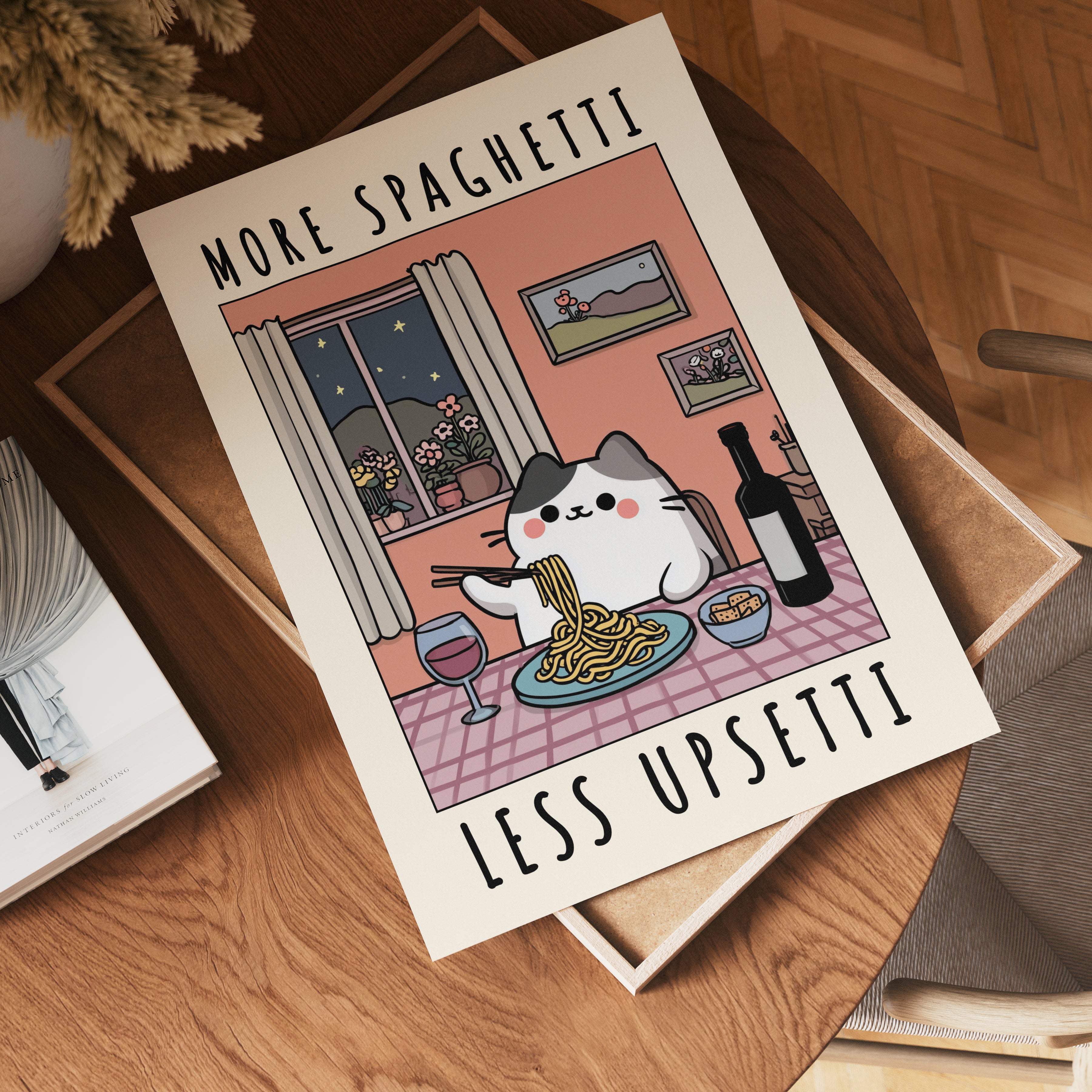 Spaghetti Comfort Cat Poster