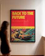 Back to the Future Poster mockup på vägg – inramad konstaffisch i interiör från Bozetto