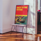 Back to the Future Poster mockup på vägg – inramad konstaffisch i interiör från Bozetto