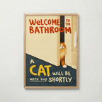 Bathroom Waiting Cat Poster poster – väggdekoration för hemmet – köp hos Bozetto