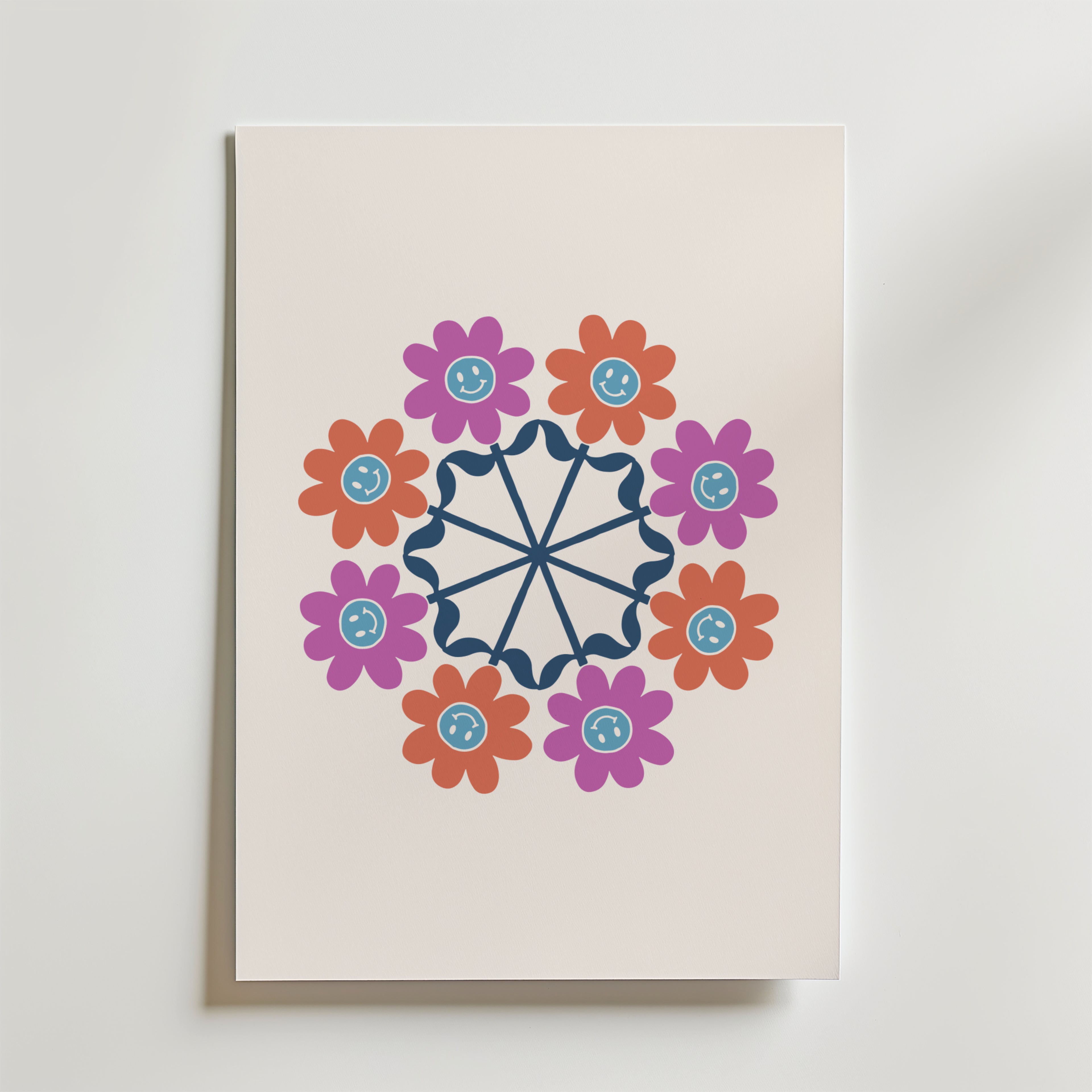 Geometric Floral Mandala – stilfullt konsttryck från Bozetto, tryckt på matt finpapper