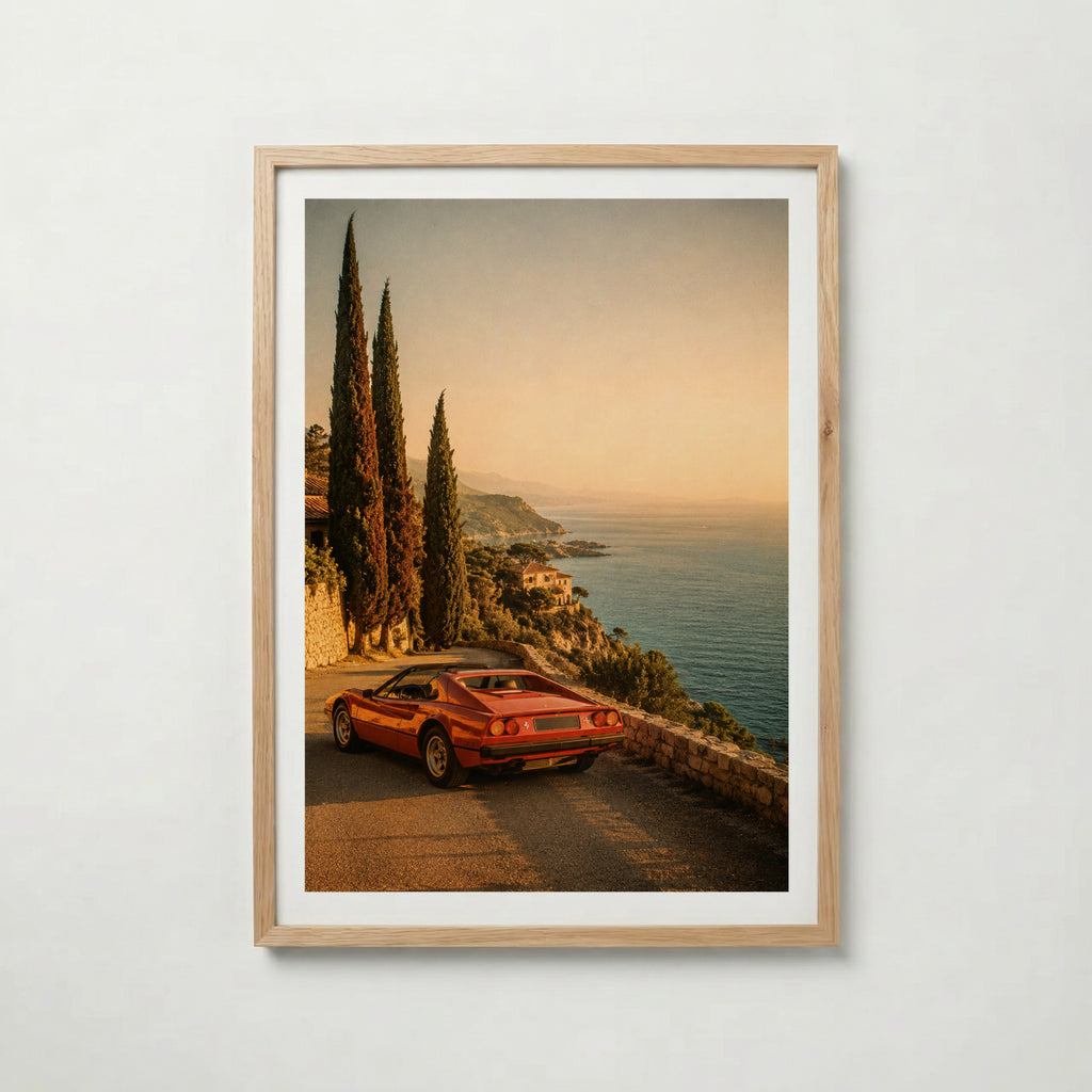 Coastal Ferrari at Sunset Poster