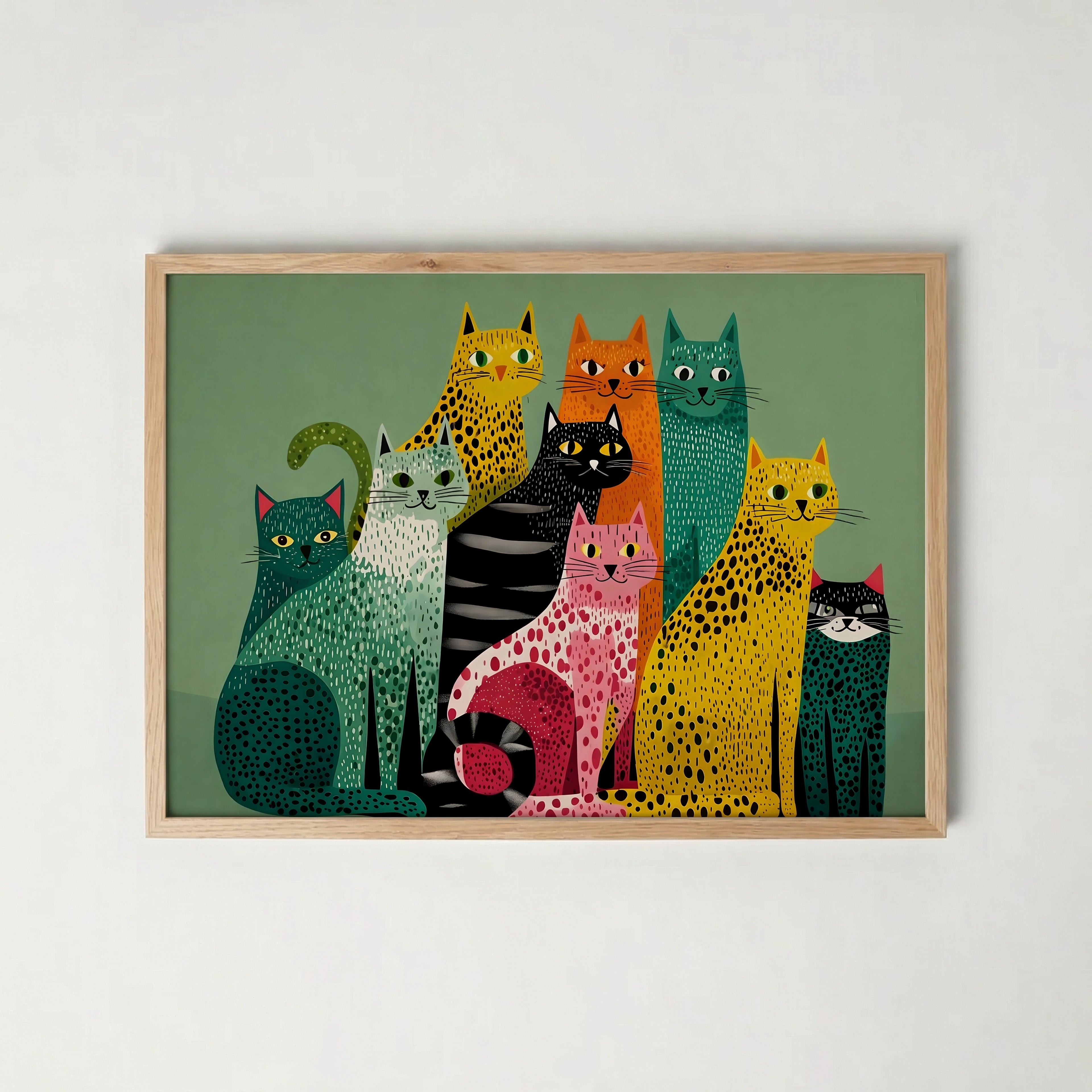 Colorful Cat Collective poster visad rakt fram – Bozetto affisch i hög tryckkvalitet