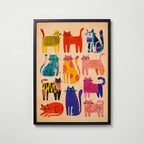 Colorful Cat Parade Poster – modern väggdekoration – köp poster online Bozetto