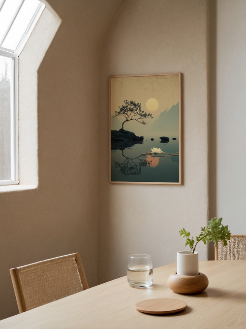 Golden Stillness Lake Poster