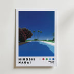 Mockup av Hiroshi Nagai Deep Blue Pool affisch på vägg – köp enkelt hos Bozetto i hög kvalitet