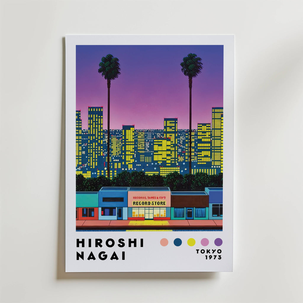Mockup av Hiroshi Nagai City Lights affisch på vägg – köp enkelt hos Bozetto i hög kvalitet