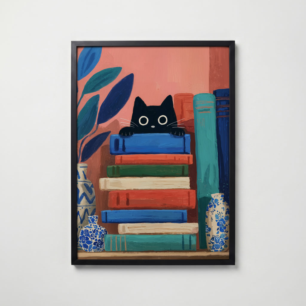 Curious Book Cat Poster – köp affisch till hemmet – Bozetto väggdekoration