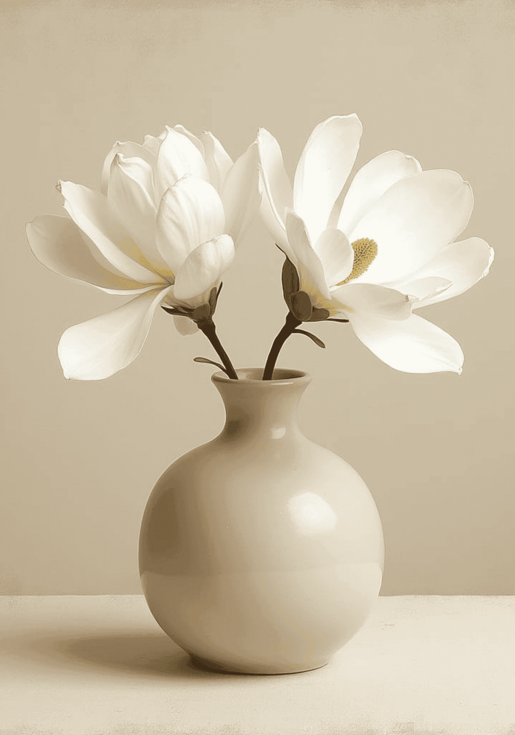 Elegant Ceramic Vase White Magnolia Poster
