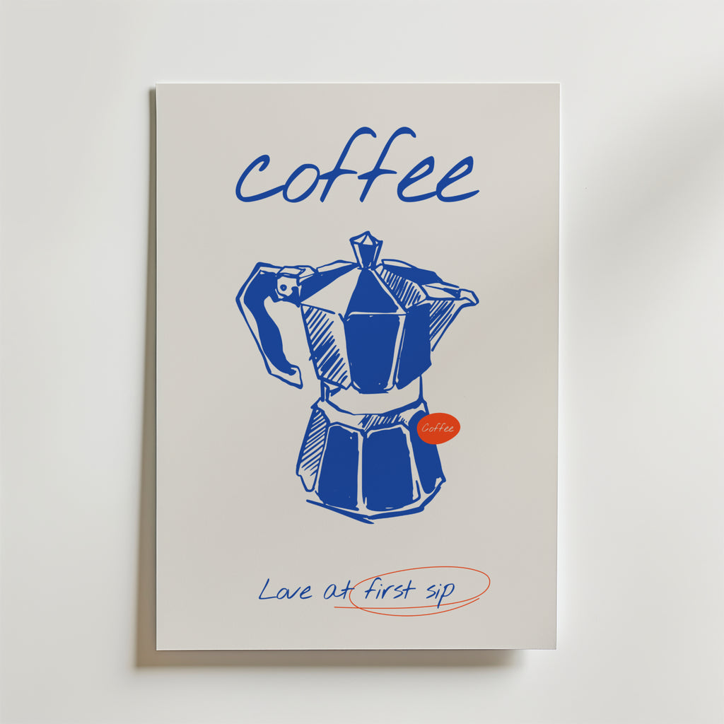 Love At First Coffee Sip Poster – En kärleksförklaring till dagens första klunk.