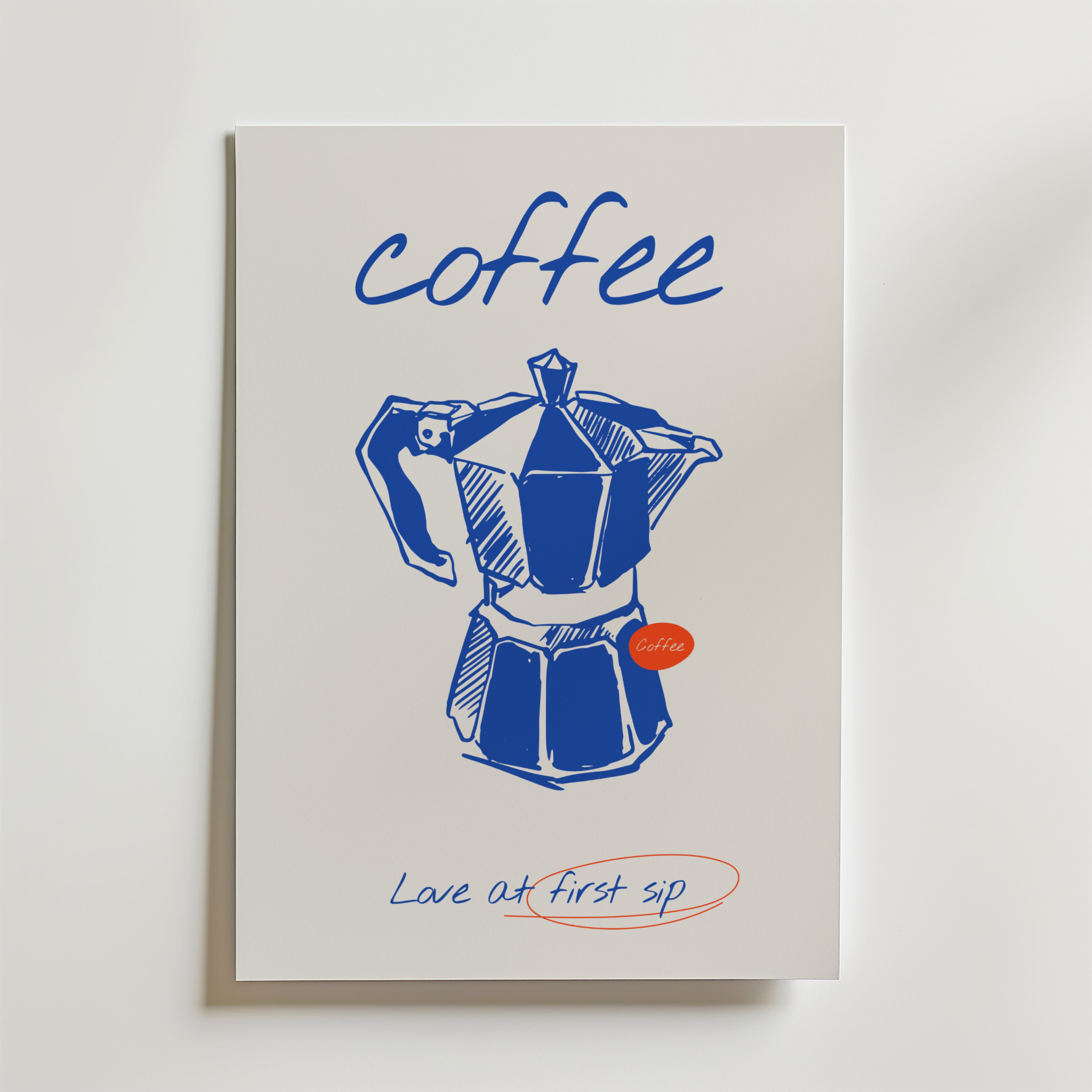 Love At First Coffee Sip Poster – En kärleksförklaring till dagens första klunk.