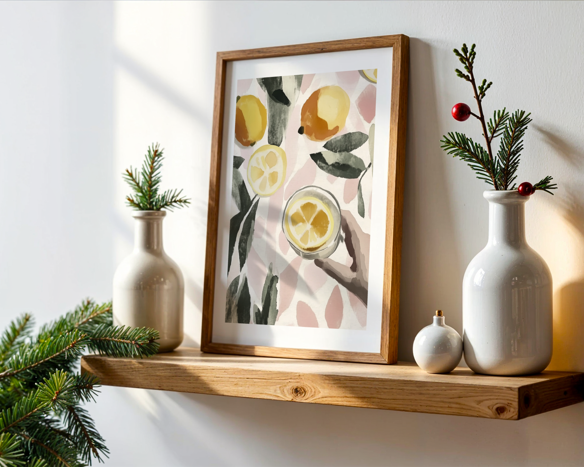 Zesty Moment poster visualiserad på vägg – se rätt storlek med mockup från Bozetto