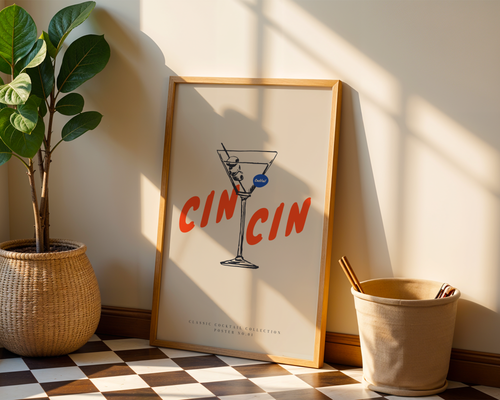 Mockup av Cin CIn Classic Collection affisch på vägg – köp enkelt hos Bozetto i hög kvalitet