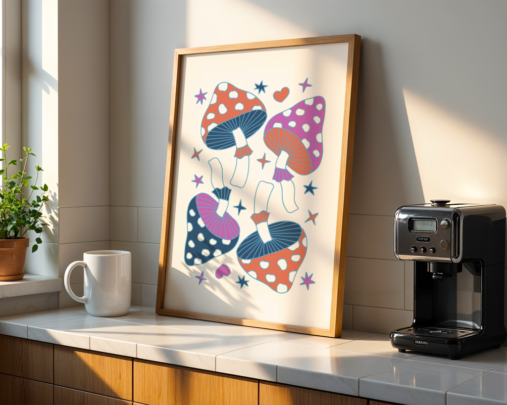 Purple Mushroom Harmony Poster