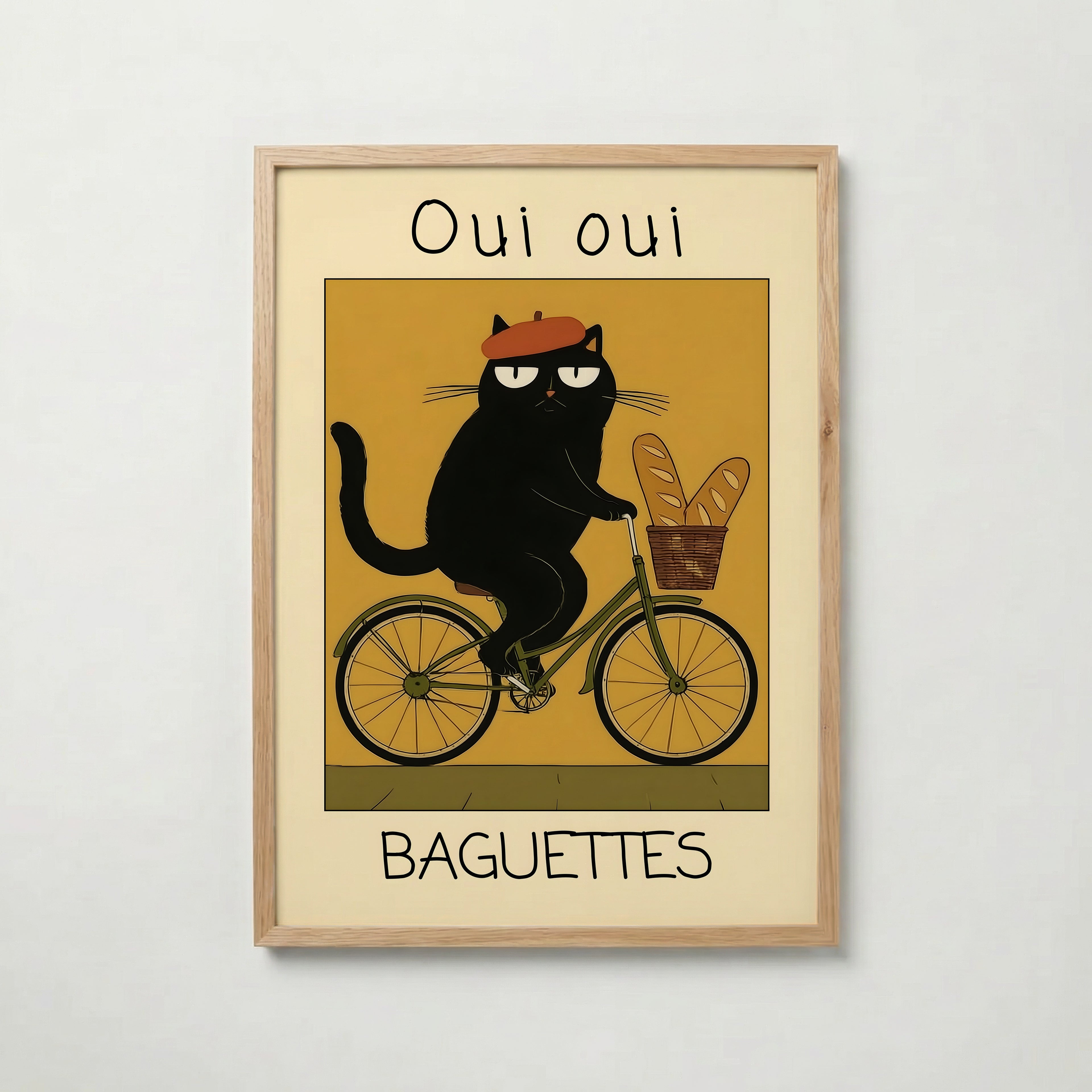 French Baguette Cat Poster poster – väggdekoration för hemmet – köp hos Bozetto