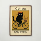 French Baguette Cat Poster affisch – stilren väggdekoration – Bozetto posters