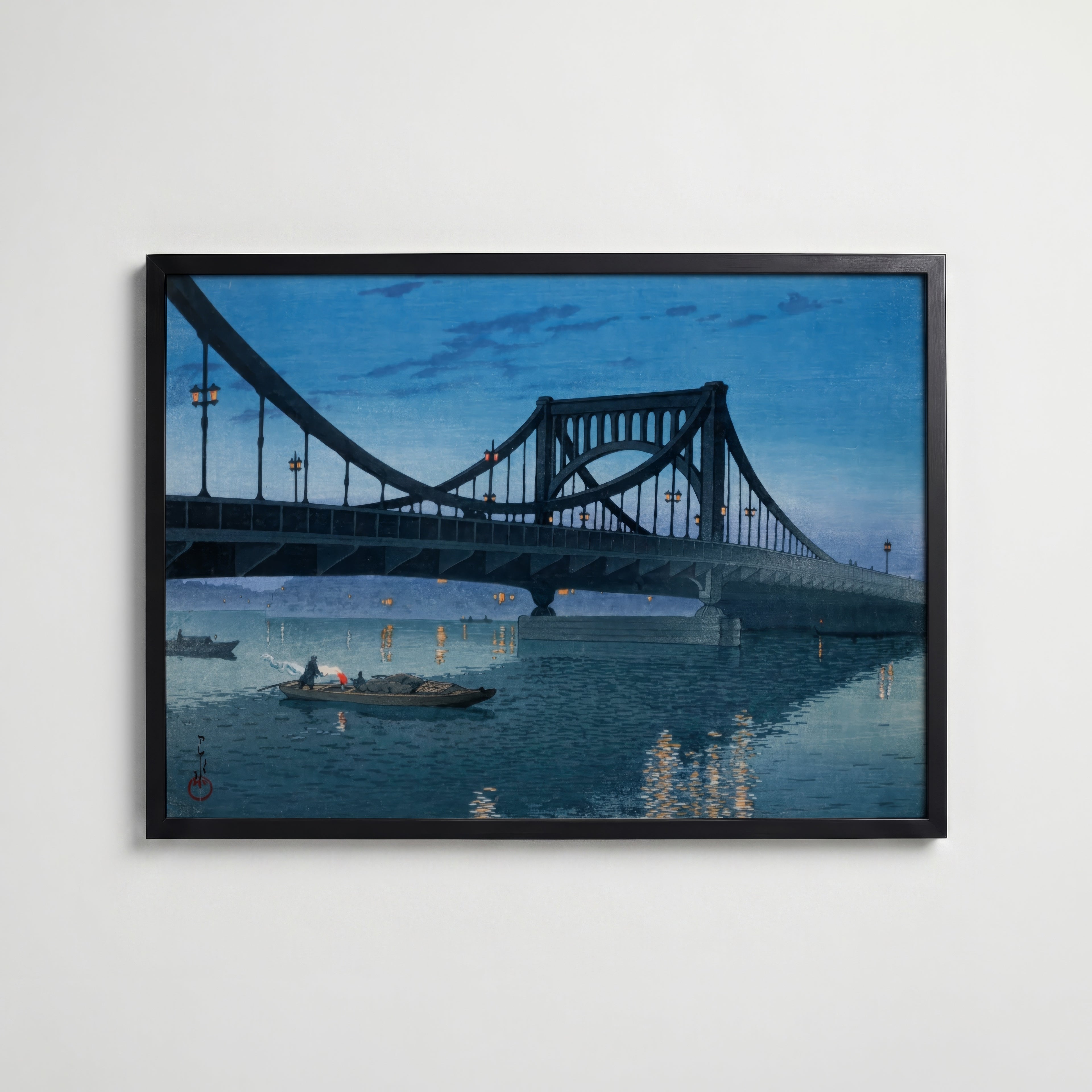 Kiyosubashi Bridge Hasui Kawase – stilfullt konsttryck från Bozetto, tryckt på matt finpapper