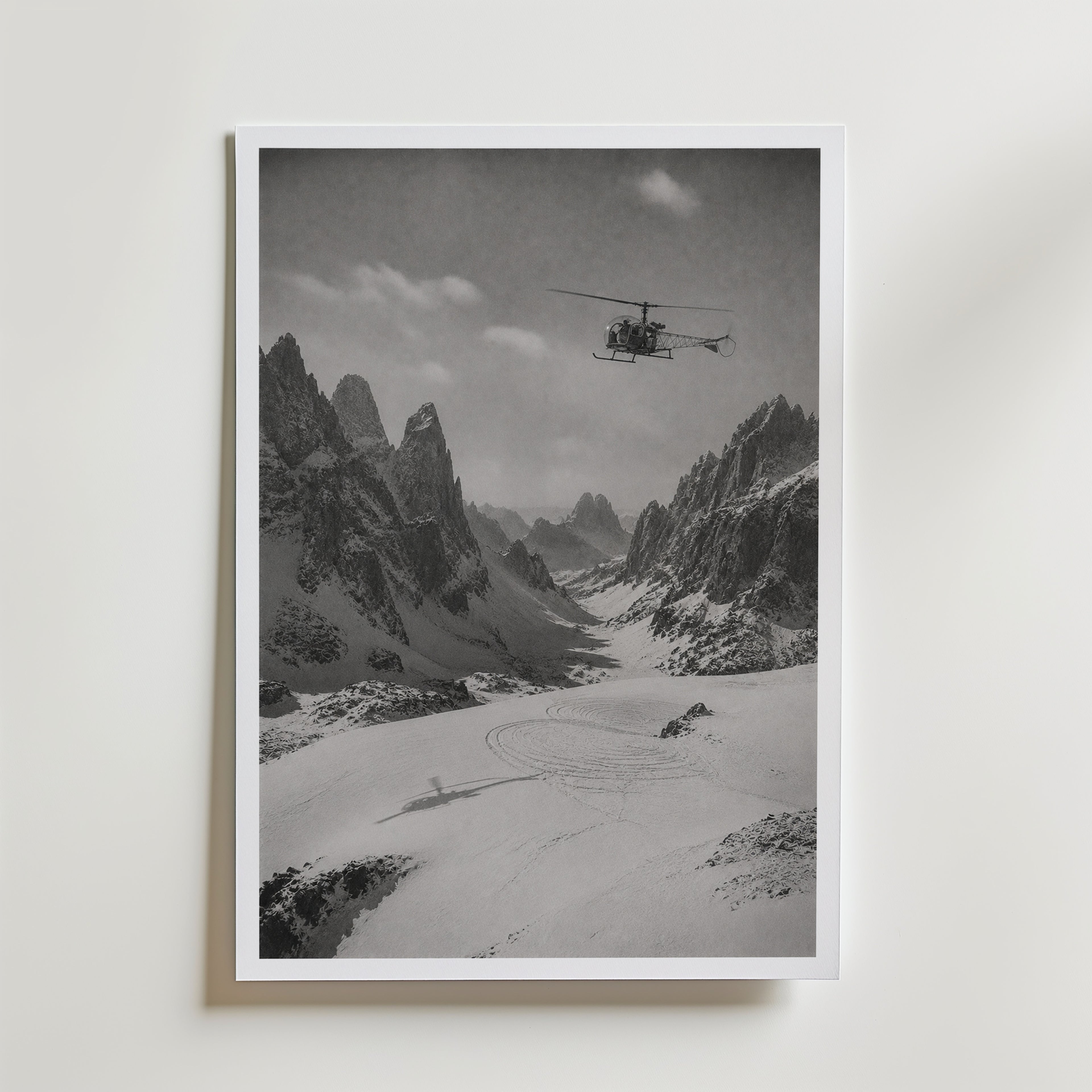 Helicopter Over the Dolomites Poster