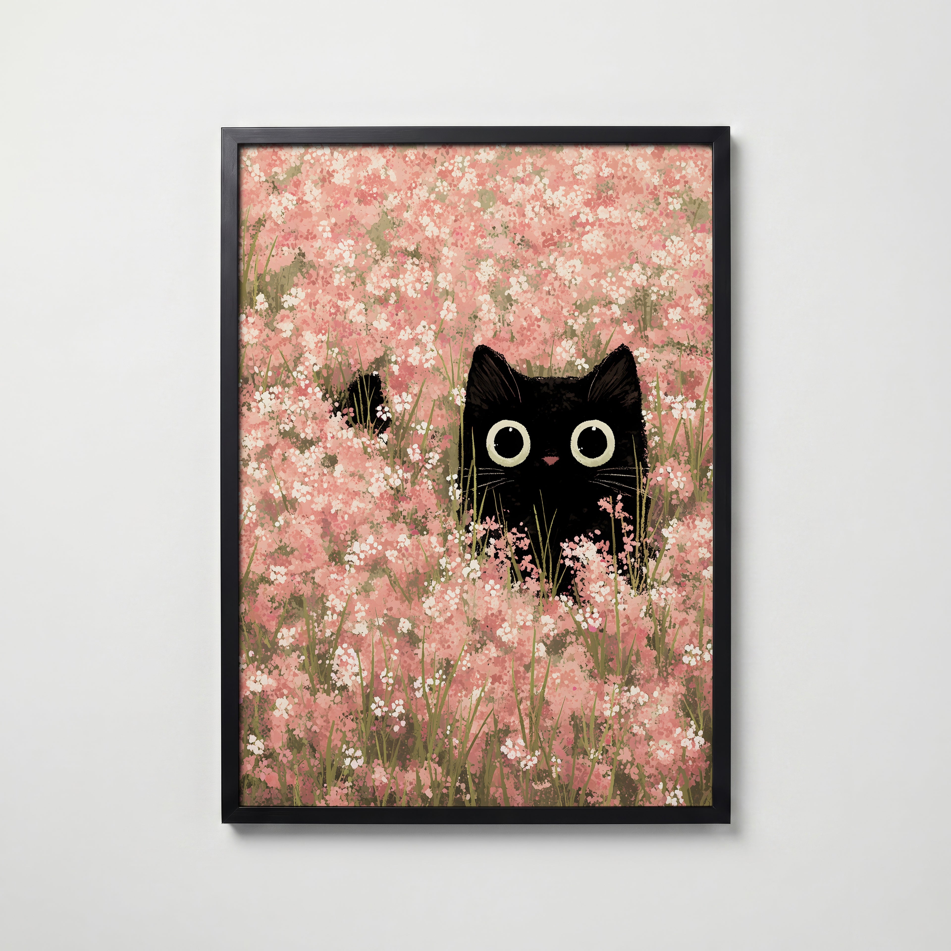 Hidden Blossom Cat Poster affisch – stilren väggdekoration – Bozetto posters