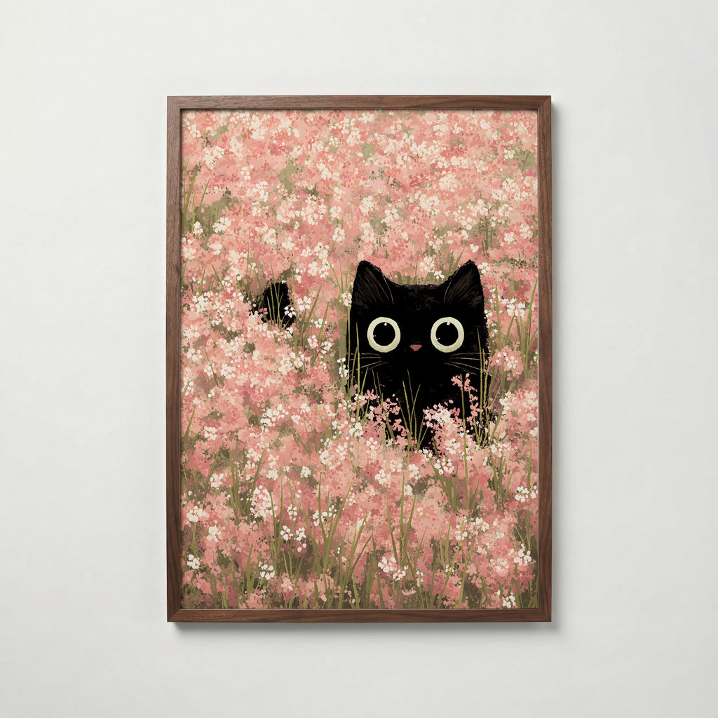 Hidden Blossom Cat Poster – modern väggdekoration – köp poster online Bozetto